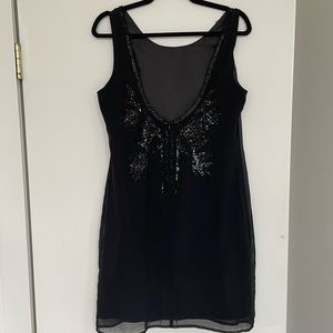 Black Sequins Embroidered Mini